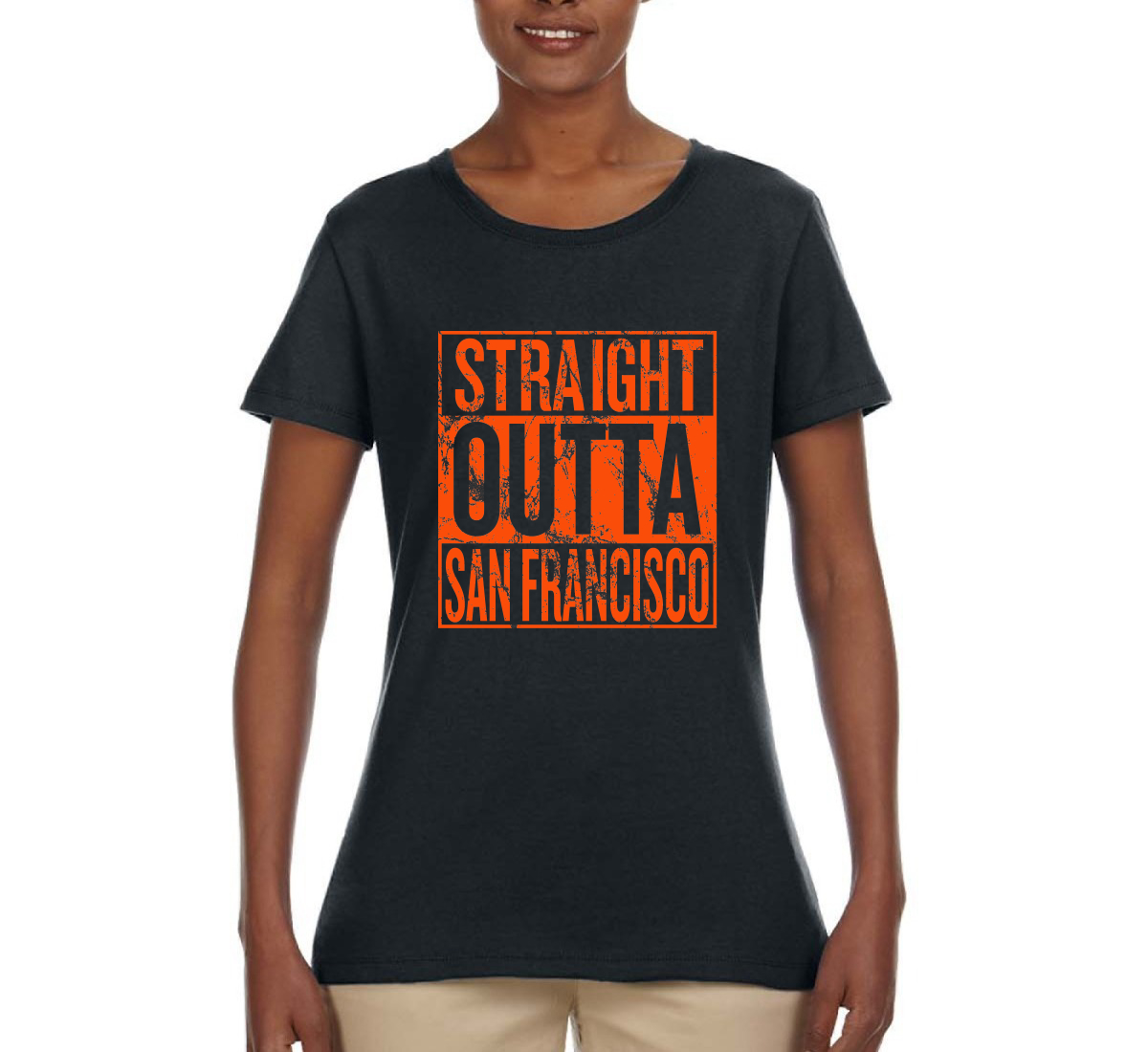 Straight Outta San Francisco SF Fan | Fantasy Baseball Fans | Womens Sports Graphic T-Shirt, Black, Medium - image 2 of 4