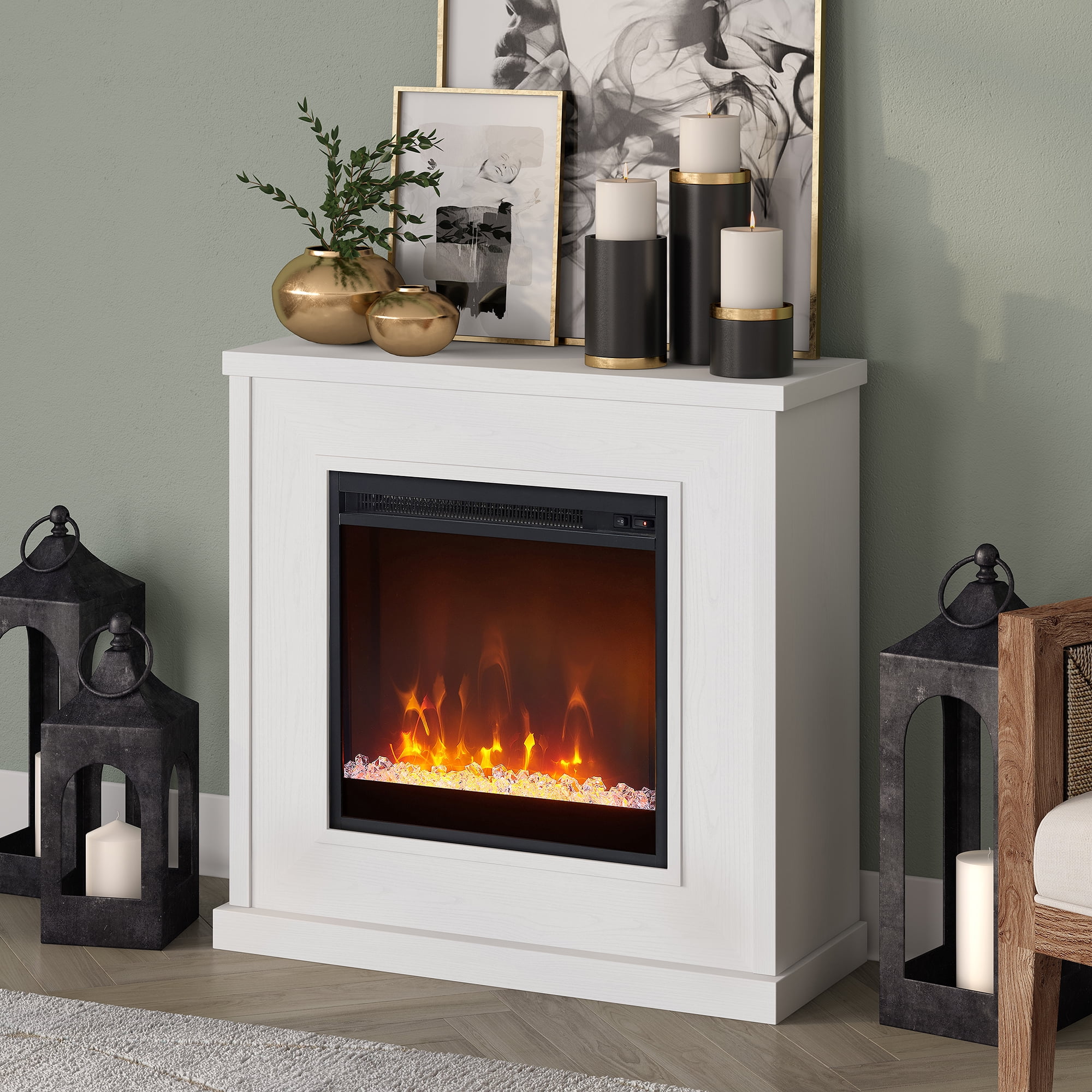 Evelynu0026Zoe Modern/Contemporary 30 Wide White Mantel Fireplace - Walmart.com