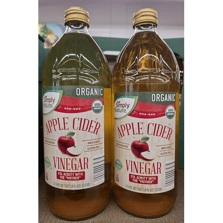 Simply Nature Organic NON-GMO Apple Cider Vinegar 33.8fl oz 1 liter (2 Bottles)