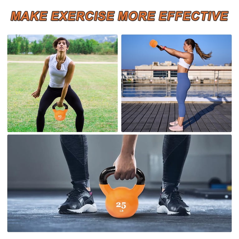 BalanceFrom 25lb Vinyl-Coated Cast Iron Kettlebell, Orange photo 5