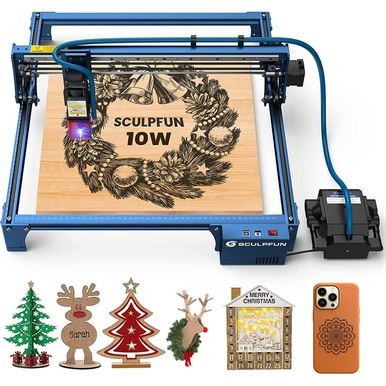  SCULPFUN S9 Laser Engraver, 90W Effect High Precision CNC Laser  Engraving Cutting Machine, High Energy Laser Cutter for 15mm Wood, 0.06mm  Ultra-Fine Fixed-Focus Compressed Spot, Expandable Area