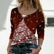 thumbnail image 2 of Blusa de manga larga con cuello redondo y estampado de árbol de Navidad para mujer Pompotops  FGAJ12544, 2 of 5