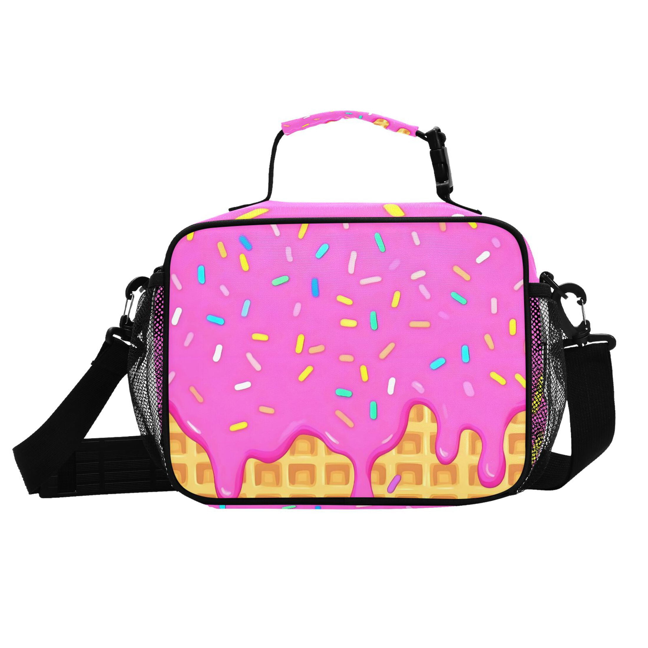 ALAZA Pink Ice Cream Lunch Box Insulated Cooler Bag Reusable Tote Bags Shoulder Strap