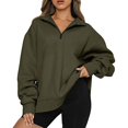 thumbnail image 4 of Chandail à Demi-Glissière Surdimensionné pour Femmes, Chandail à Manches Longues, Chandail à Capuchon à Quart de Glissière, Chandail pour Adolescentes, Blouse d'Automne, Vêtements, Chandail à Manches Longues, 4 of 4