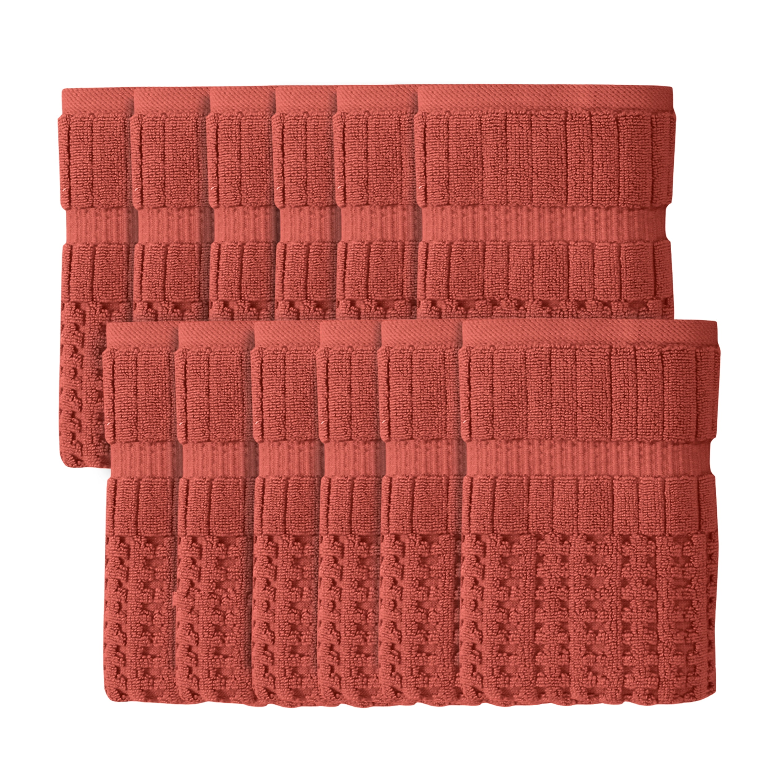 Home Weavers Willow Collection Hand Towels Set of 12 | 100% Cotton Zero Twist | 630 GSM Thick Plush | Soft, Highly Absorbent & Quick Dry | Hotel Quality Luxury Hand Towels | 16x24 Inch | Coral