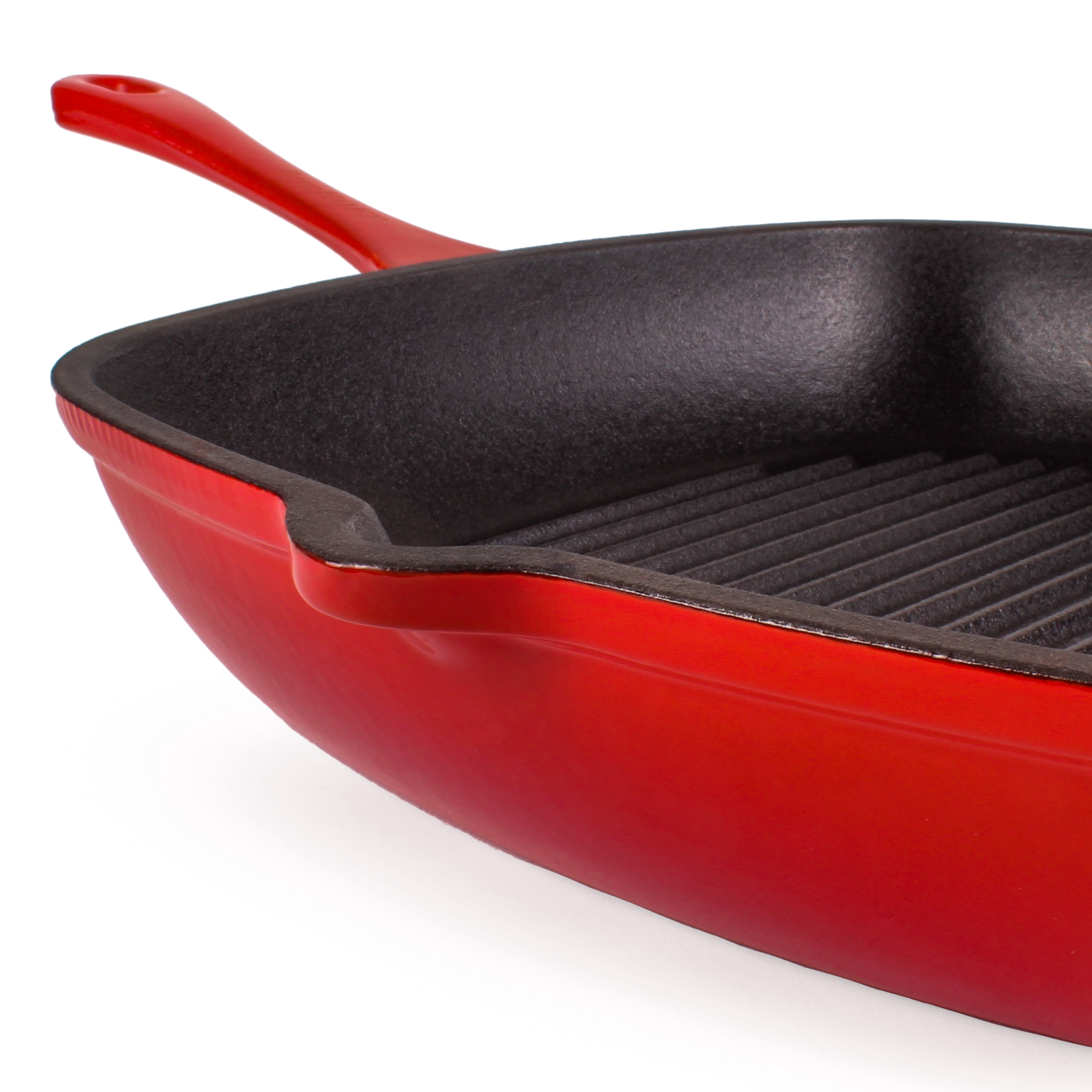 BergHOFF Neo 2pc Cast Iron 11" Grill Pan with Slotted Steak Press, Red