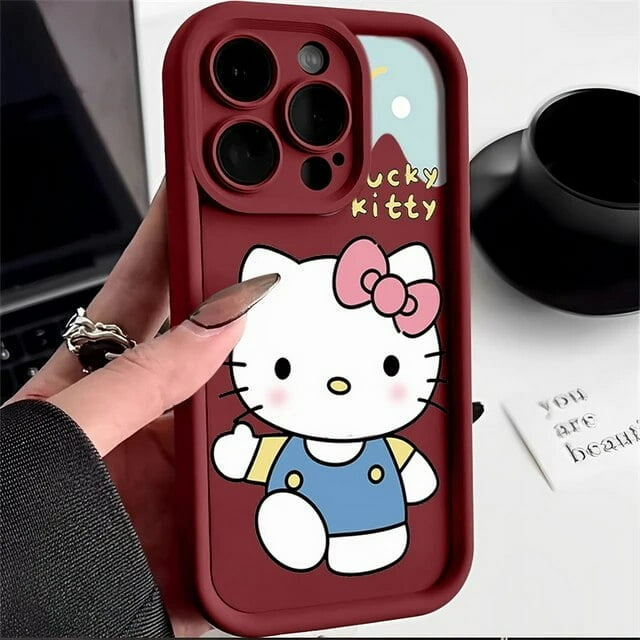 Sanrio Hello Kitty Liquid Silicone Case For iPhone 15 14 13 12 11 Pro Max XR XS 7 8 Plus Cartoon Soft Shockproof Phone Cover Y2K FGS