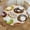 Colorful Donuts, variant on Cupcake Cherry Elastic Round Tablecloth - Waterproof & Oil-Resistant Polyester Fabric, Elastic Hem Fits 40-44 Inch Round Tables, Wrinkle-Free for Indoor/Outdoor Use