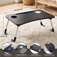 thumbnail image 4 of YEERSWAG® 23.6 inch Foldable Lap Desk for Bed,Laptop Bed Table with 4-Port USB Hub,Storage Drawer,Cup Holder & Tablet Slot,Portable Fold-Up Bed Tray for Working Reading Eating on Bed Sofa Couch,Black, 4 of 9