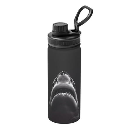 

Ocsxa Black And White Shark Print 18oz Stainless Steel Water Bottle Unisex Water Bottle Insulated Sports Water Cup Flask for Cold Water Drinks/Sports/Travel/Car/School