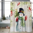 thumbnail image 2 of Snowman Christmas Bathroom Shower Curtain Winter Snowflake Cardinal Bird Linen Waterproof Washable Shower Curtains for Bathtub Bath Decor with Grommets and Hook 36 X 72 Inch, 2 of 8