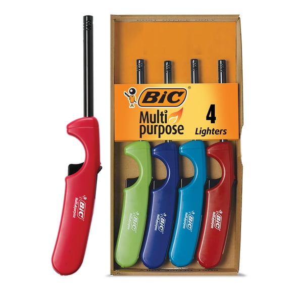 BIC Multi-purpose Classic Edition Lighter, Assorted Colors, 4-Pack of Lighters