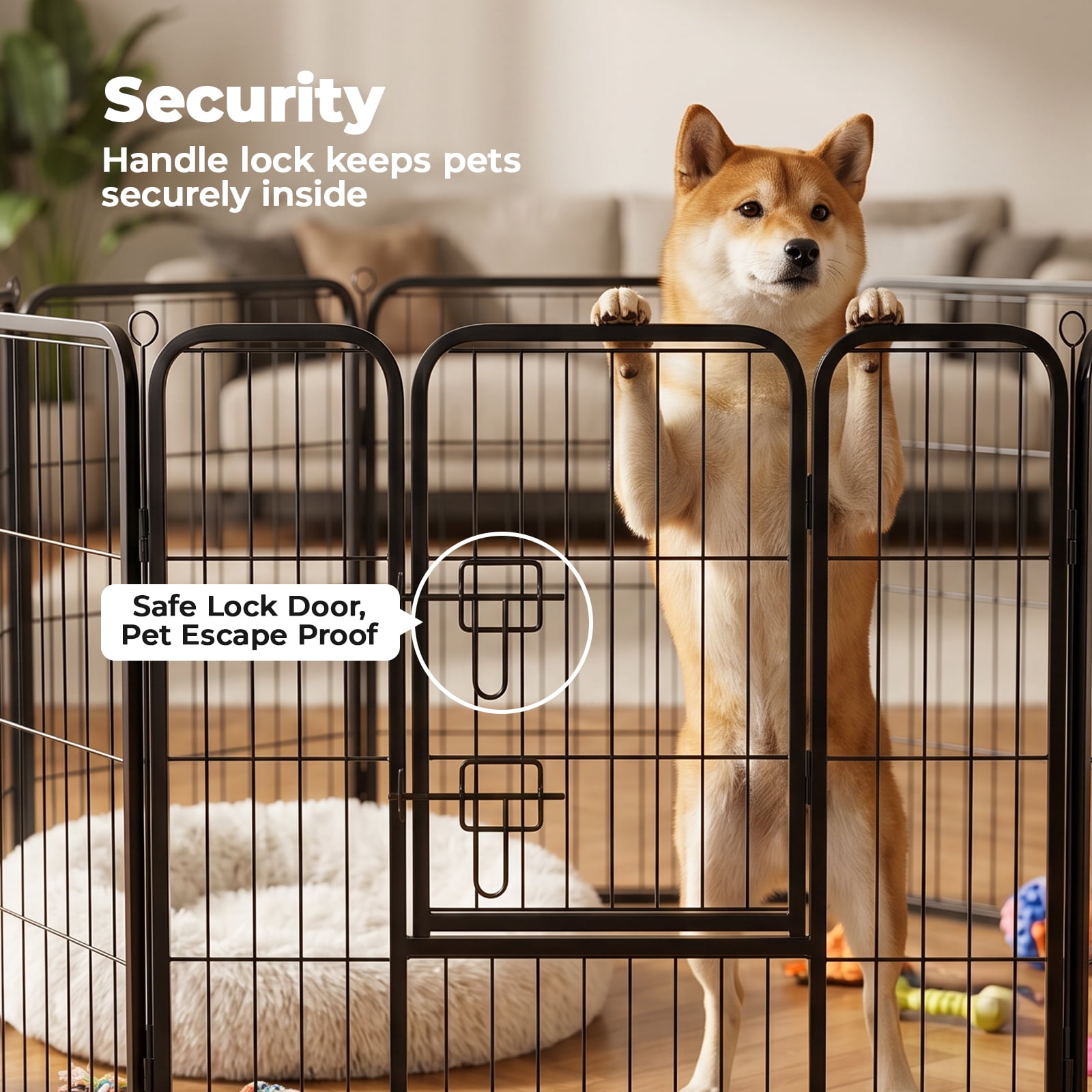 Alvantor Dog Playpen Indoor Fence Height Metal Exercise Pen with Door Small Puppy/Medium/Large Dogs Animal Pet for Outdoor, Garden, Yard