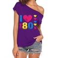 thumbnail image 2 of QHWAUAKFBN Womens T Shirts Graphic I Love The 80S Off The Shoulder Disco 80S Tshirts Top, 2 of 6