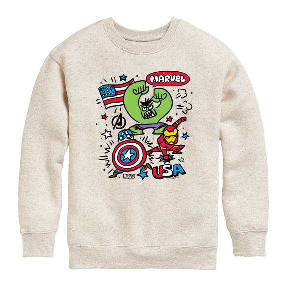 Marvel - Marvel Usa Sketch - Youth Boys Crew Fleece Sweatshirt