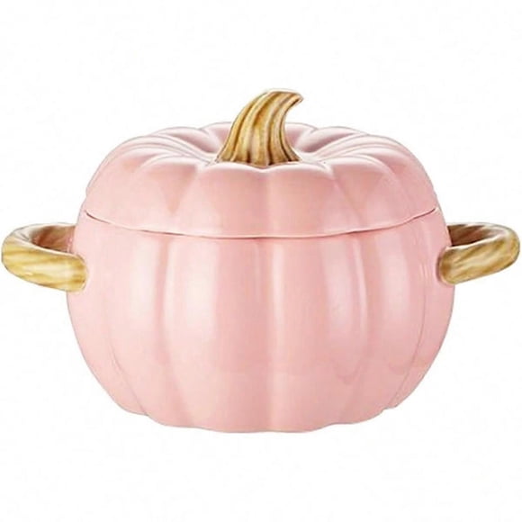 Stoneware Figural Pumpkin Petite Cocotte with Lid, Mini Baking Dish, Cute Pumpkin Bowl, Ceramic Dessert Saucepan, Pumpkin-Shaped Casserole