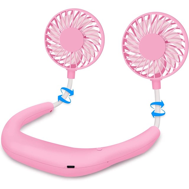 Pequeños ventiladores nuevos alrededor de su cuello para viajes Oficina Habitación Hogar al aire libre, Ventilador de cuello Ventilador de cara portátil Personal--(rosa) Shuxiu Wang 1327533063920