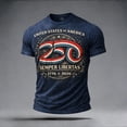 thumbnail image 2 of WAYUTE Mens 250th Anniversary USA Shirt National Flag Colors Letter Graphic Tee Crewneck Top Daily Wear Independence Day T Shirts, 2 of 5