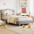 thumbnail image 7 of CABIHOME Upholstered Bed Frame with Panda-Shaped Headboard, Berber Fleece Platform Bed for Girls & Boys, No Box Spring Needed, 7 of 7