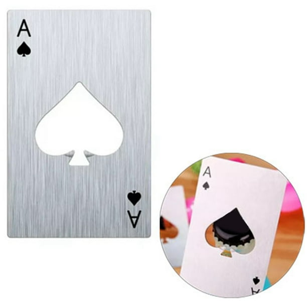 Abridor de botellas de cartas de póquer de acero inoxidable, botella de cartas de póquer de 20 piezas Abridor de botellas de cartas de póquer Abrebotellas de cerveza de acero inoxidable Top of the Line Jadeshay A