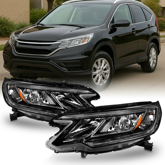 AKKON - Fit 2015-2016 Honda CRV Halogen Type w/LED DRL Models OE Style Headlight Headlamp Assembly Set