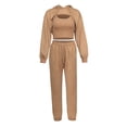 thumbnail image 6 of YEEFINE Women 3 Piece Tracksuits Super Crop Long Sleeve Pullover Hoodie with Tank and Drawstring Joggers Set Khaki M, 6 of 6