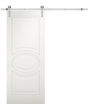 Modern Barn Door 24 x 84 inches / Mela 7001 Matte White / Stainless Steel 6.6FT Rail Track Set / Solid Panel Interior Doors