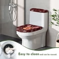 thumbnail image 4 of HELLHERO Deer Satripes Toilet Lid Seat Cover Set & Bathroom Toilet Cover Set with Elastic Edge Polyester for Machine Washable, Easy to Install, 4 of 8