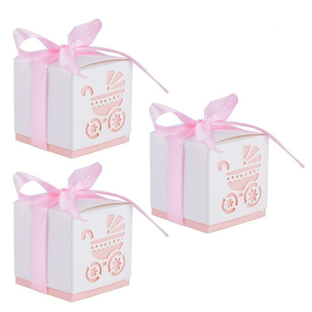 EeaseMX 50 cajas de regalo para dulces de cochecito, bautizos, baby showers, fiestas, bombones, regalos (rosa)