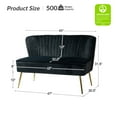 thumbnail image 6 of Tina's Home Velvet Upholstered Loveseat Sofa with Gold Metal Legs, Living Room Chair Tufted Back Home Bedroom Black, 6 of 9
