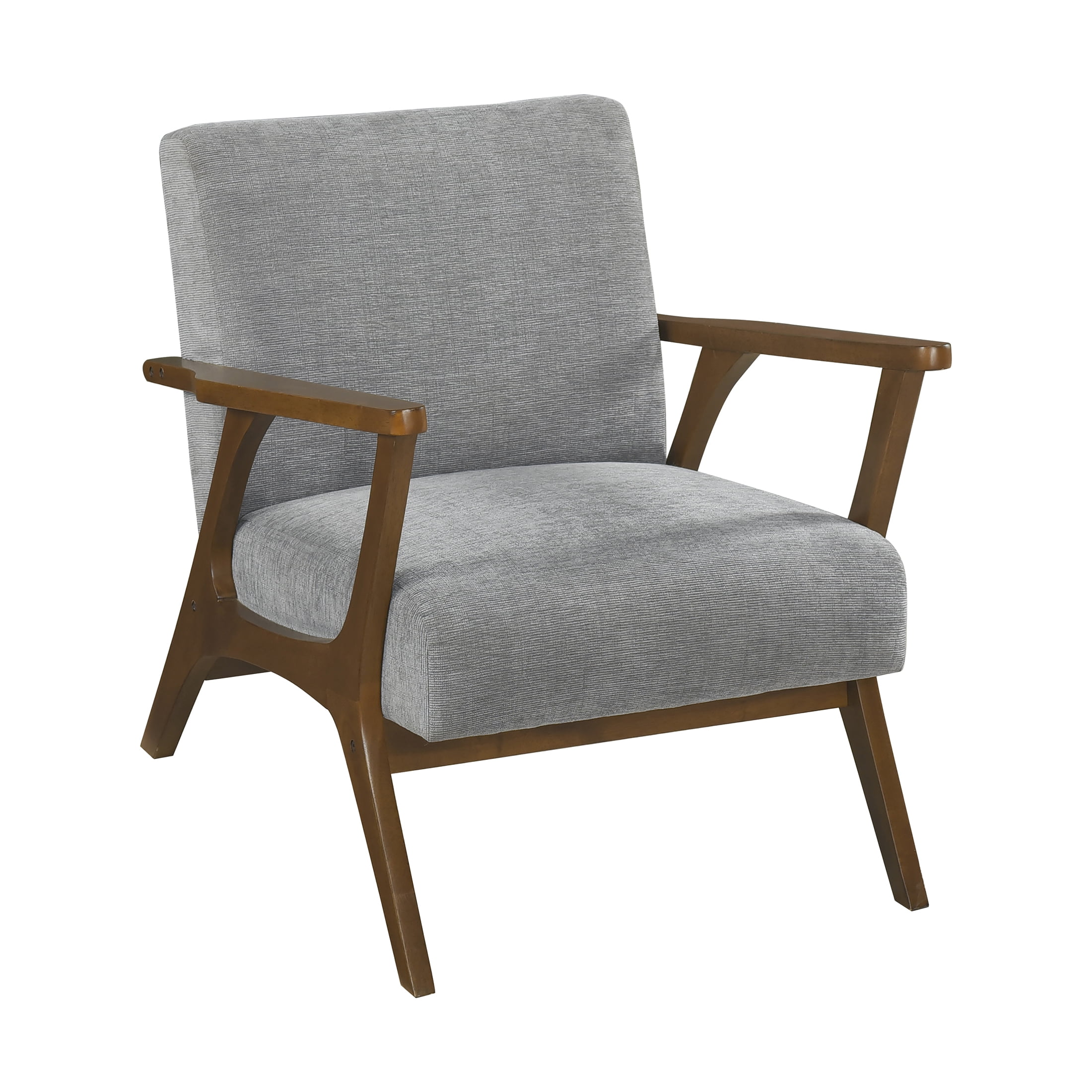 OakvillePark Everwyn Chenille Accent Chair, Gray/Chestnut Wood