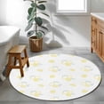 thumbnail image 3 of Yellow Lemon Round Area Rug 4Ft Washable Circle Rugs for Bedroom Dining Room, Country Farmhouse Fruits Leaves Summer Non-Slip Carpet Floor Mats Indoor Outdoor Carpet Runner Aesthetic Home Decor, 3 of 8