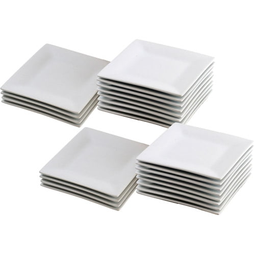 10 Strawberry Street 24Piece 6" Square Appetizer Plates, White
