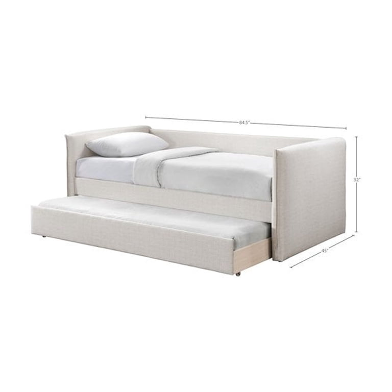 Meridian Furniture Colton Cream Linen Textured Fabric Twin Daybed