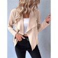 thumbnail image 6 of Women's Faux Suede Jackets Fashion Fall Clothes Long Sleeve Open Front Cropped Coat Outwear Color M, 6 of 8