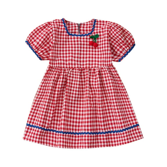 Generic Toddler Little Girls Summer Dress Short Sleeve Party Dress Skirt Princess Sundress Back to School Outfit for 1-6 Years