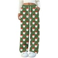 thumbnail image 2 of Puyaiuu Women's Christmas Plush Pajama Pants with Pockets Adjustable lacing, Soft Fleece Lounge Pants Holiday Print Gift, 2 of 5