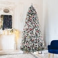 thumbnail image 2 of 9ft Prelit Artificial Christmas Tree, Automatic Snow Flocked Xmas Tree with 900 Lights, 2094 Branches, 4 Colors 8 Modes with Remote Control, Perfect Choice for Xmas Decoration, 2 of 7