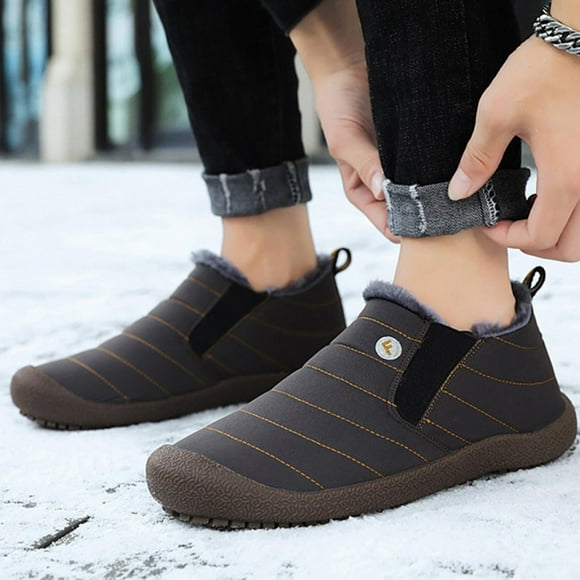 jsaierl Couples Comfortable Casual Shoes Women's Men Winter Water-resistant Flat Fleece Lined Boots