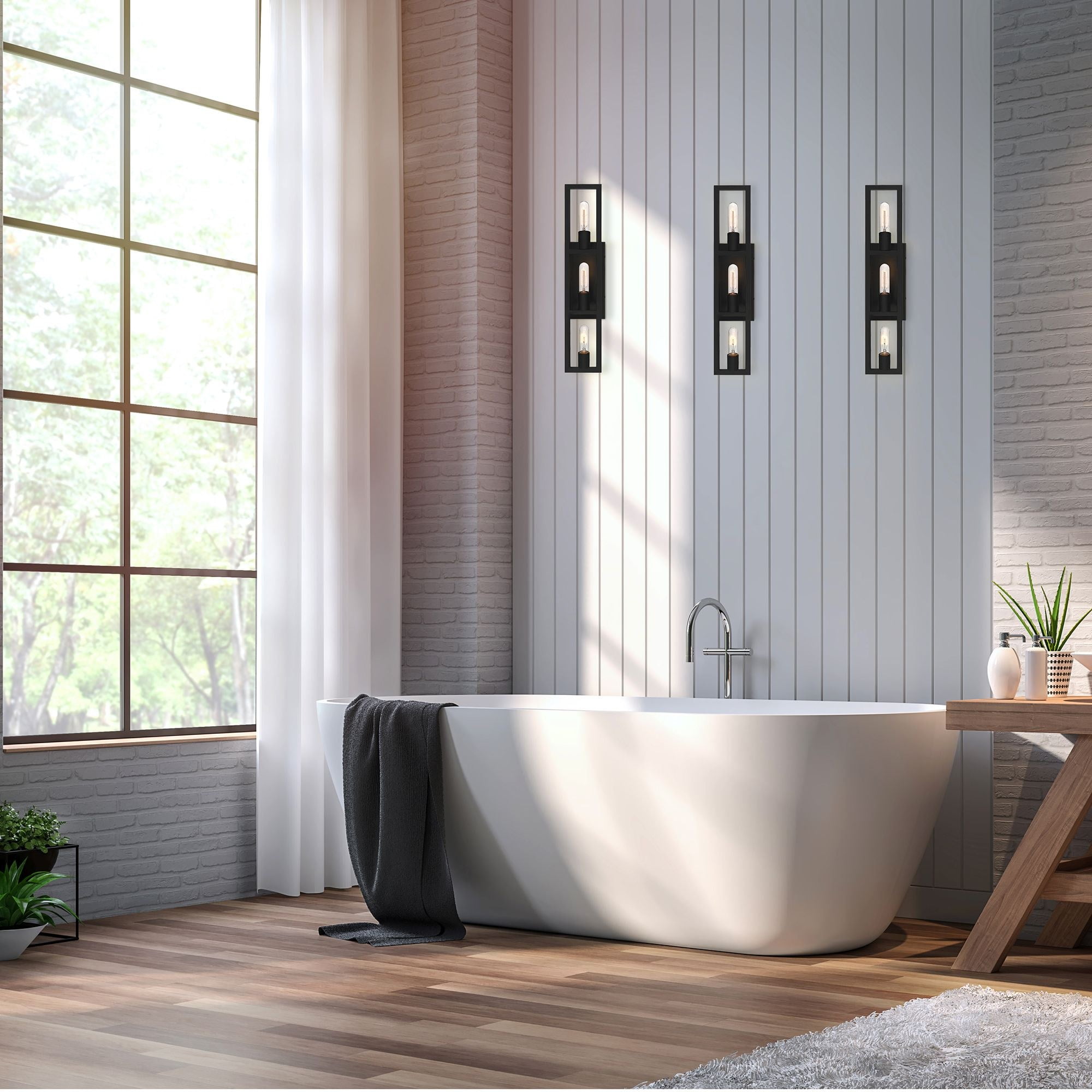 Designers Fountain Urban Oasis 3 Light Matte Black Bathroom Vanity Light Fixture, D224M-3B-MB