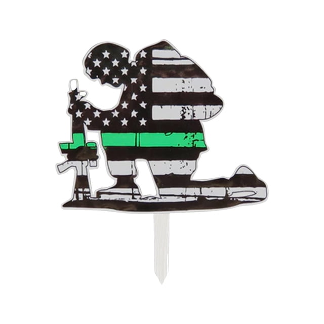 SXcggal Flag Veteran Patriot Independence Day Decorative Metal Ornaments Crafts Practical Basic Card Slot For Garden