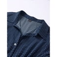 thumbnail image 3 of Navy Blue Polka Dot Short Sleeve Collared Shirt Dress, A-Line Maxi Dress For Women, 3 of 6