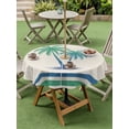 thumbnail image 4 of Outdoor Tablecloth with Umbrella Hole for Patio/Picnic/Party/Camping, Teal Green Palm Trees Waterproof Table Cloth Round Cover Washable, Tropical Summer Coastal Striped (Dia 60"), 4 of 9