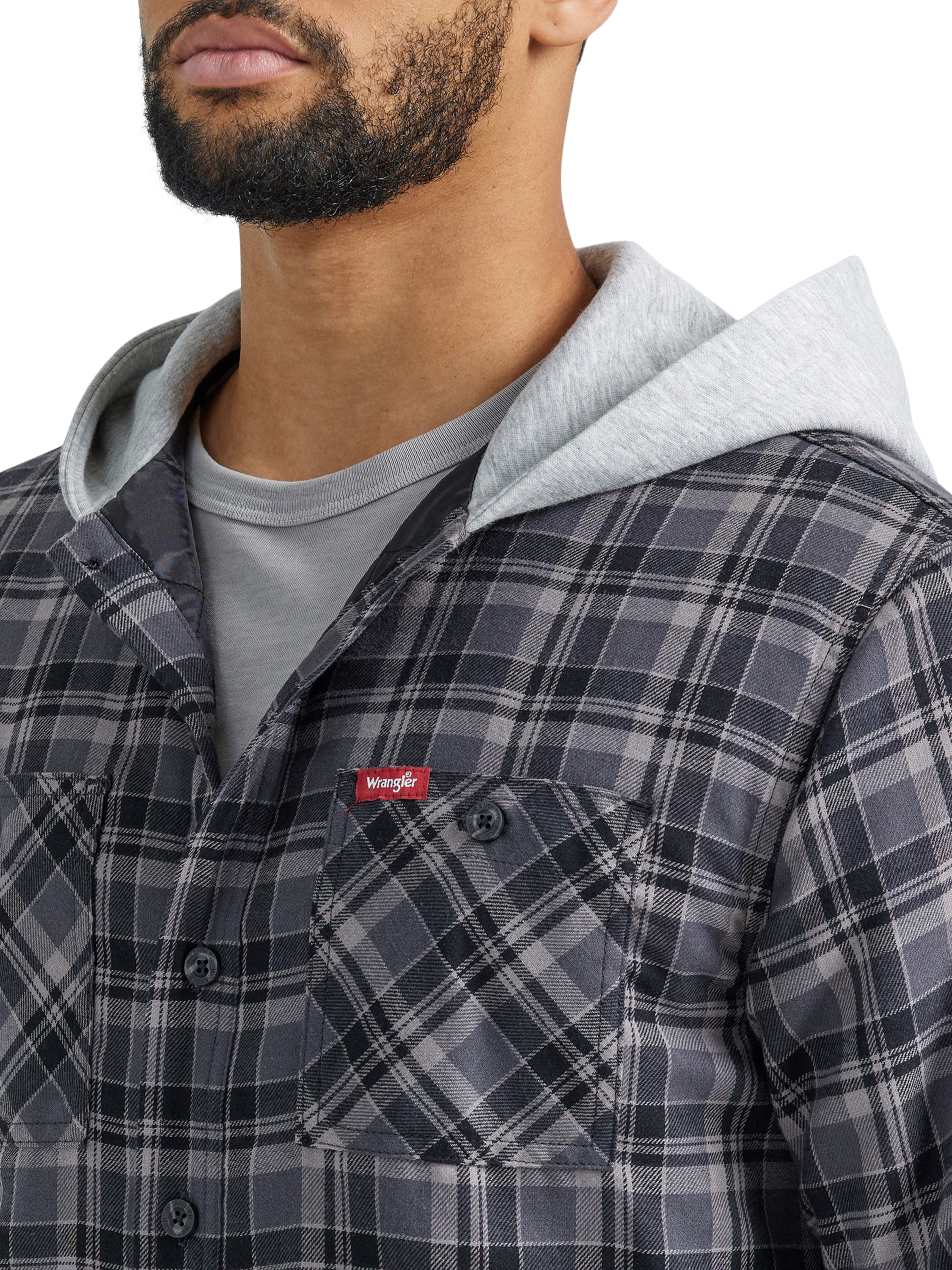 Wrangler® Men's and Big Men's Heavyweight Hooded Shirt Jacket, Sizes S-5XL