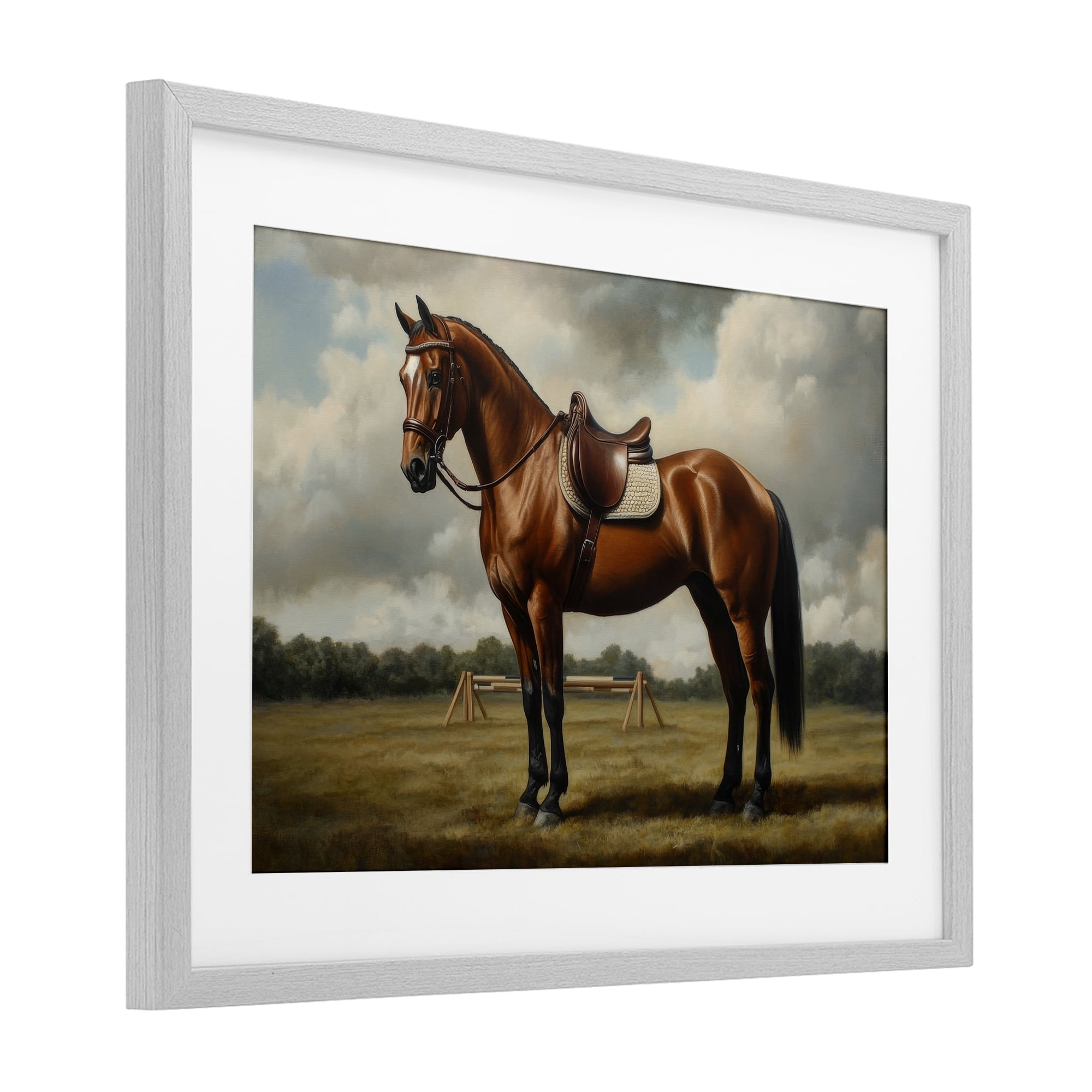 Stupell Industries Red Mare in Pastoral Landscape Gray Framed Print Under Glass, design by Petal Prints Design