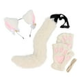 thumbnail image 3 of Diadema con orejas de animales, conjunto de cola, adorables guantes lindos para mujeres, niñas, cumpleaños, graduación blanco, 3 of 7
