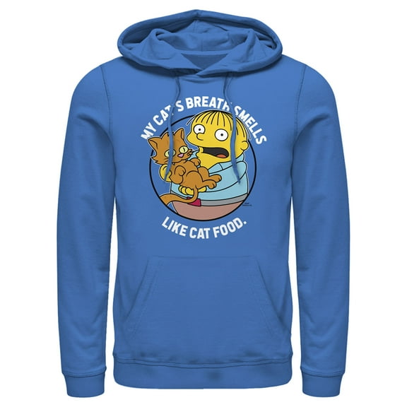 Men's The Simpsons Ralph and His Cat  Pull Over Hoodie Royal Blue 3X Large