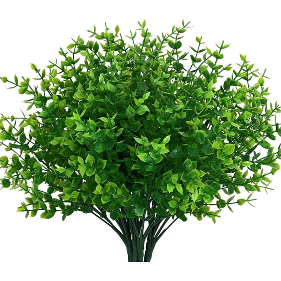 Artificial Plants Outdoor, Artificial Outdoor Plants Flowers Fake Plants Outdoor UV Resistant Fake Outdoor Flowers for Outside Porch Window Box Garden Home Patio Decor (Green)