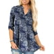 thumbnail image 1 of Tops de mujer Camisas de manga 3/4 con vuelta Blusas de cuello en V de talla grande Blusas tipo túnica, 1 of 4