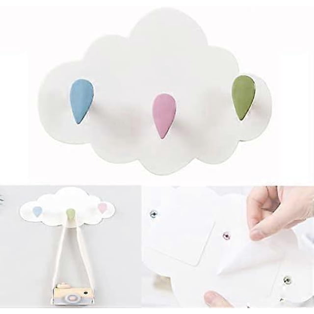 23x14.5cm Kids Room Clothes Hooks Children Cloud Rack No Drilling Wall Mounted Hook